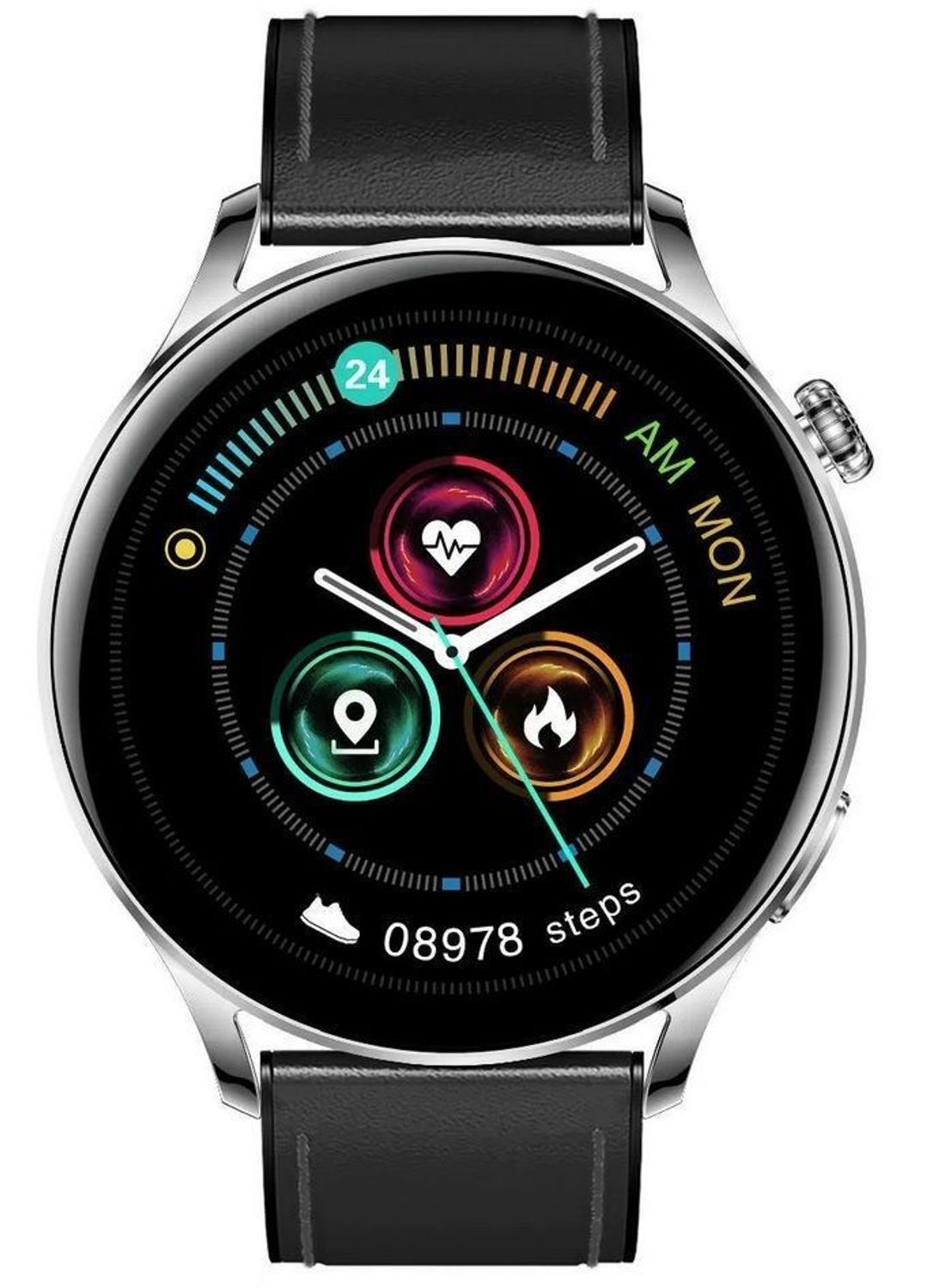 Smartwatch męski Garett skórzany Czarny pasek Men Elegance (1).jpg